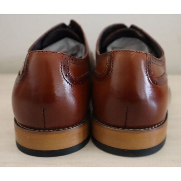 Stacy Adams Men's Sz 12M Cognac Leather Dunbar Wingtip Oxford Dress Shoes - Picture 3 of 10